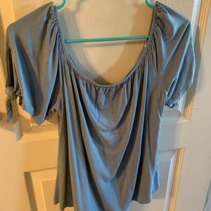 off the shoulder blue top